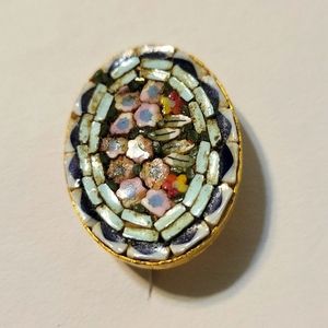 Mosaic Mother Of Pearl Inlay Brooch Pin